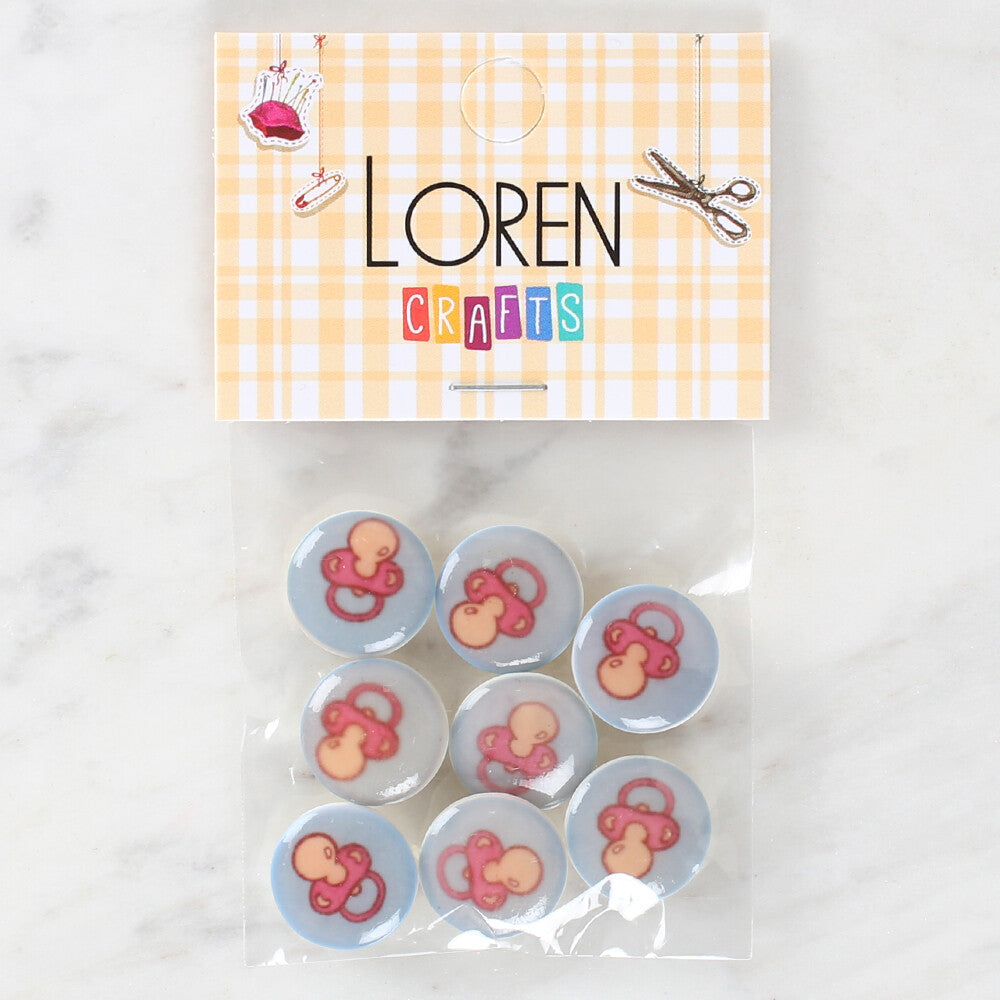 Loren Crafts 8 Pack Pacifier Patterned Button - 1013