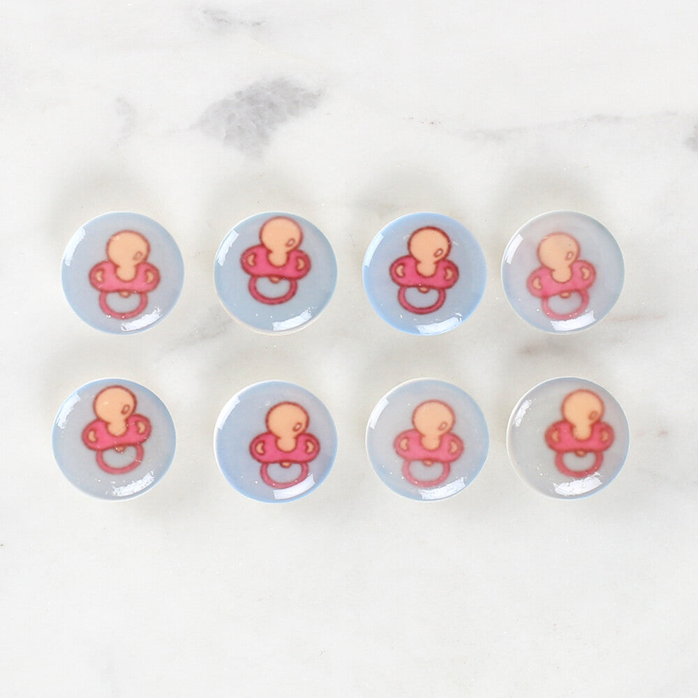 Loren Crafts 8 Pack Pacifier Patterned Button - 1013