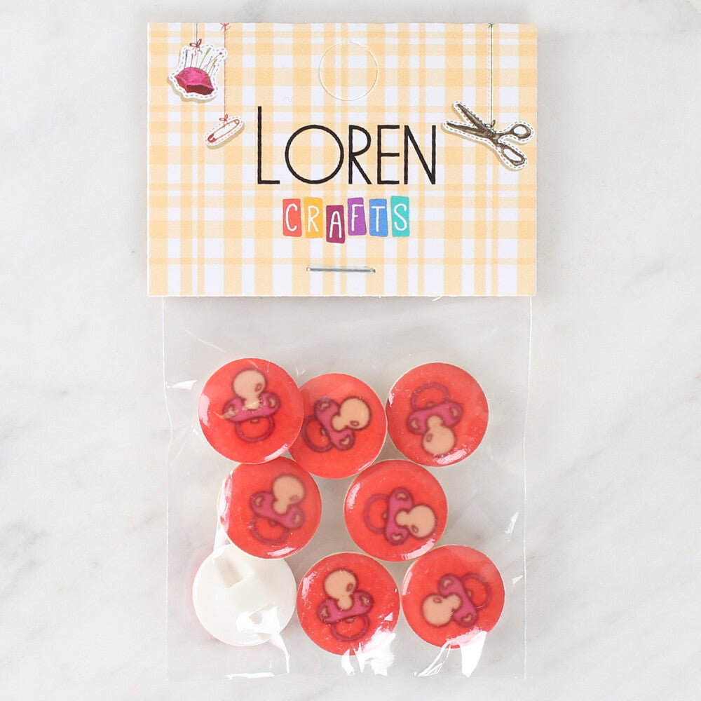 Loren Crafts 8 Pack Pacifier Patterned Button - 1012