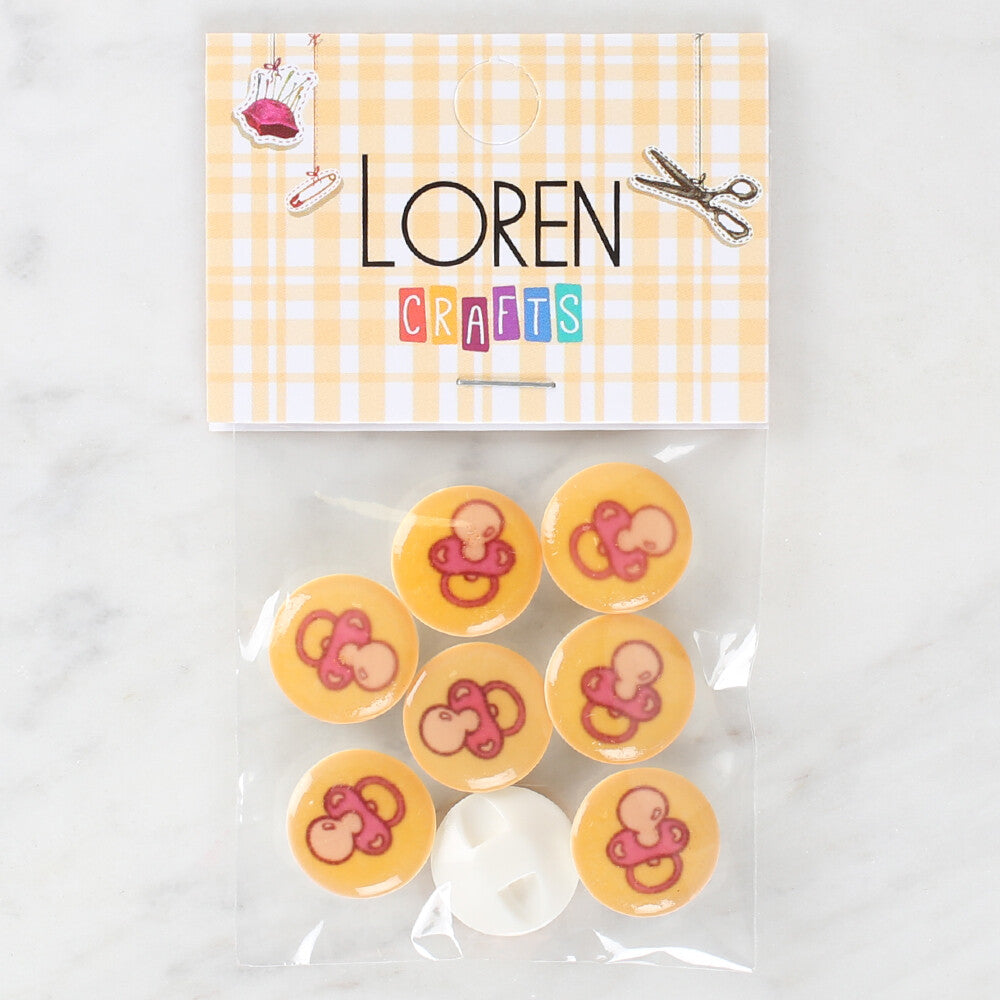 Loren Crafts 8 Pack Pacifier Patterned Button - 1011