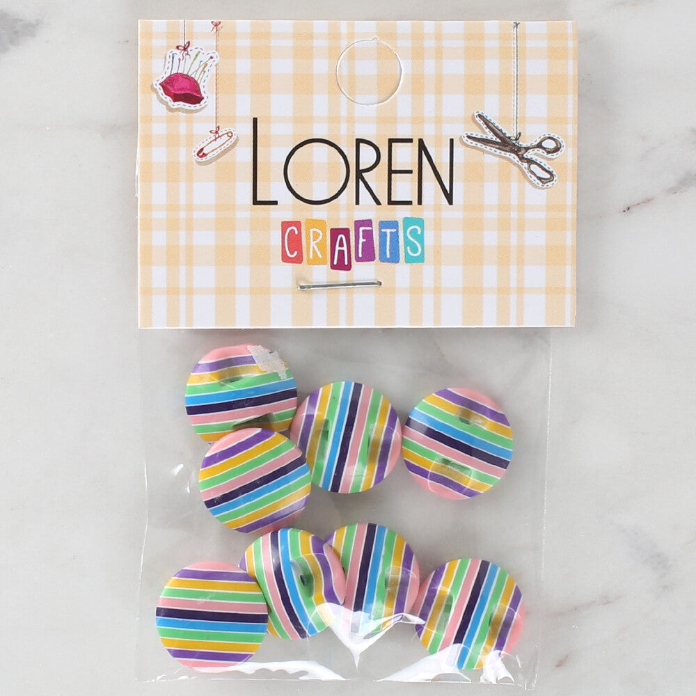 Loren Crafts 8 Pack Patterned Button - 1104