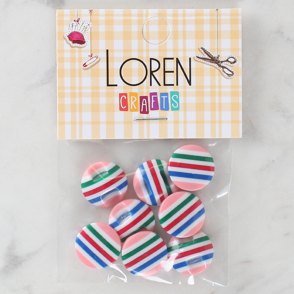 Loren Crafts 8 Pack Patterned Button - 1103