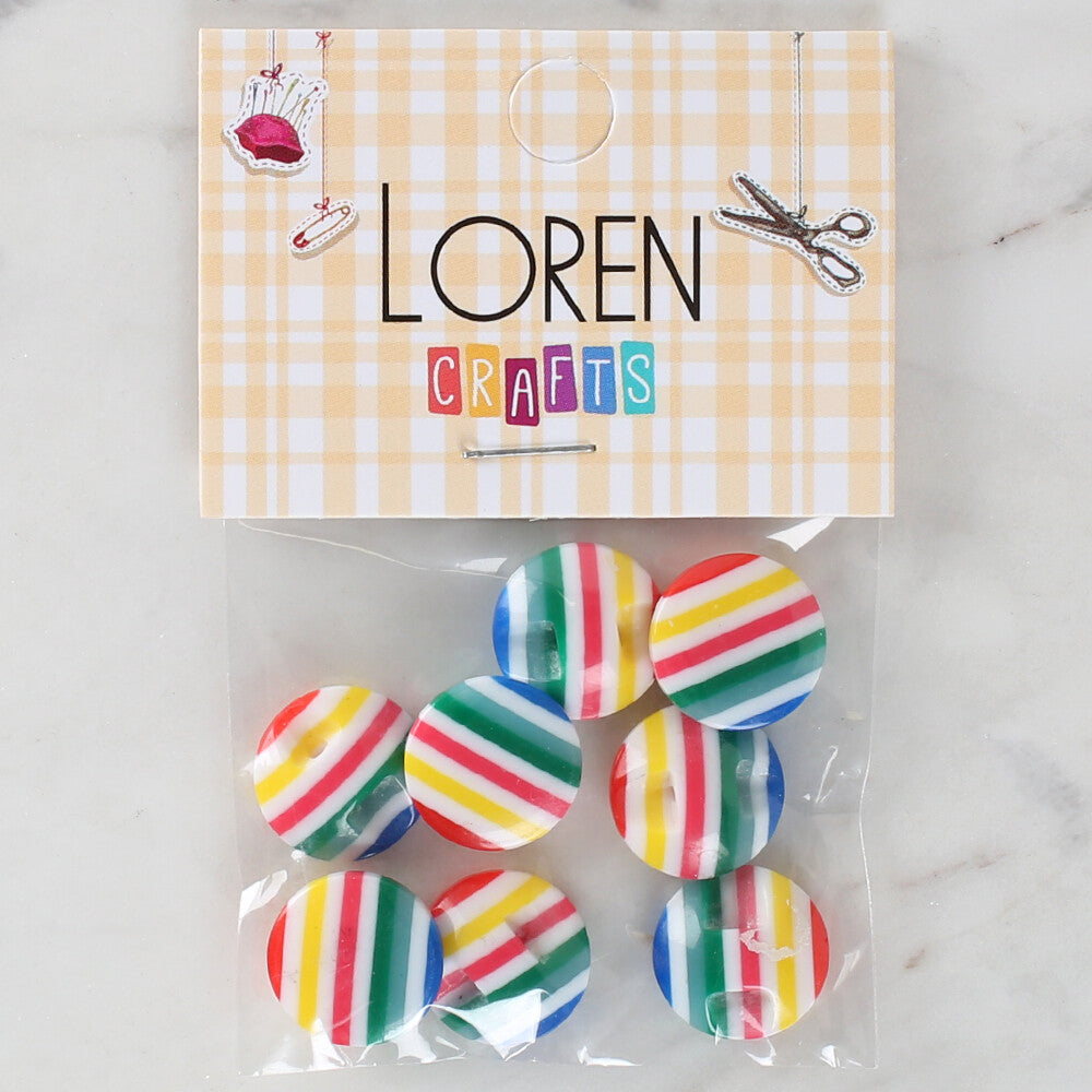 Loren Crafts 8 Pack Patterned Button - 1097