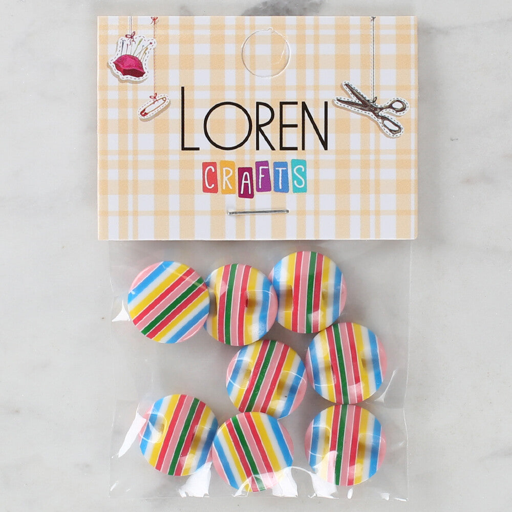 Loren Crafts 8 Pack Patterned Button - 1096