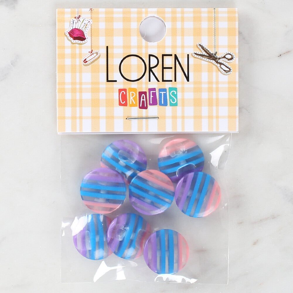 Loren Crafts 8 Pack Patterned Button - 1091