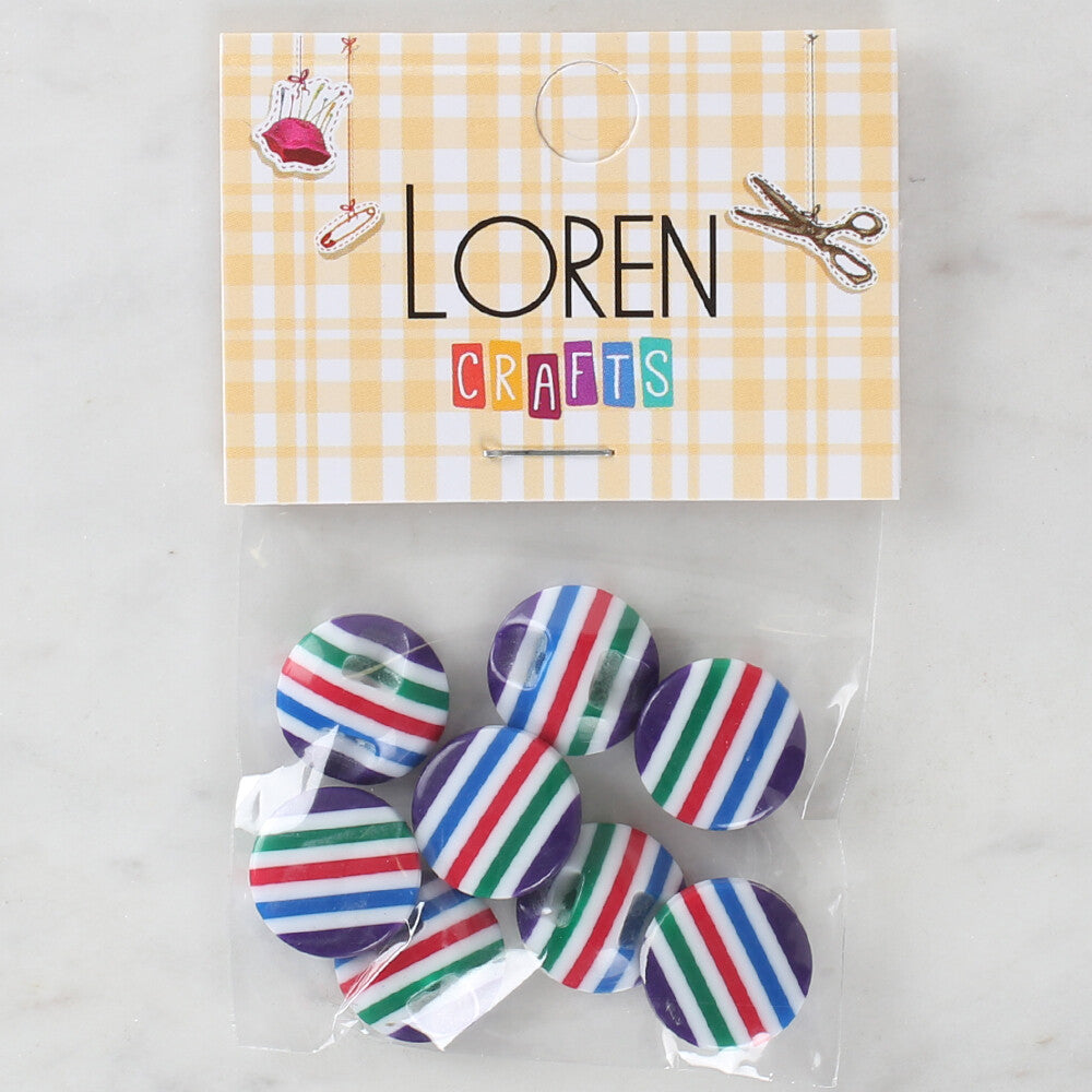 Loren Crafts 8 Pack Patterned Button - 1084