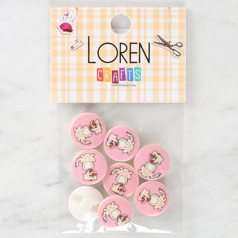 Loren Crafts 8 Pack Dog Patterned Button - 1032