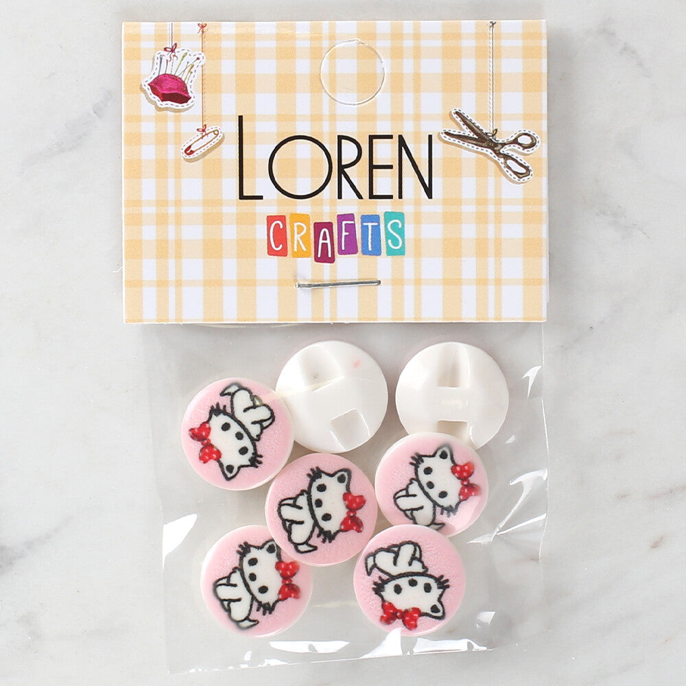 Loren Crafts 8 Pack Cat Patterned Button - 1065