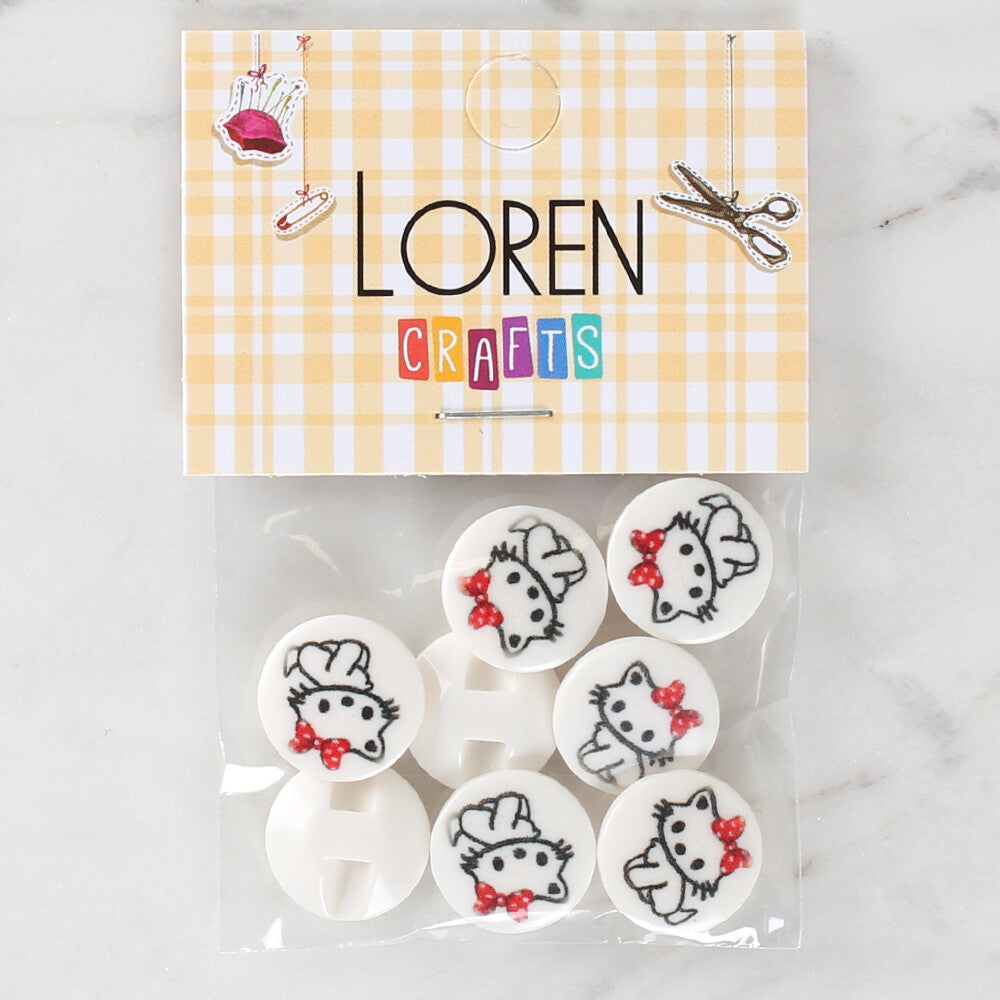 Loren Crafts 8 Pack Cat Patterned Button - 1061