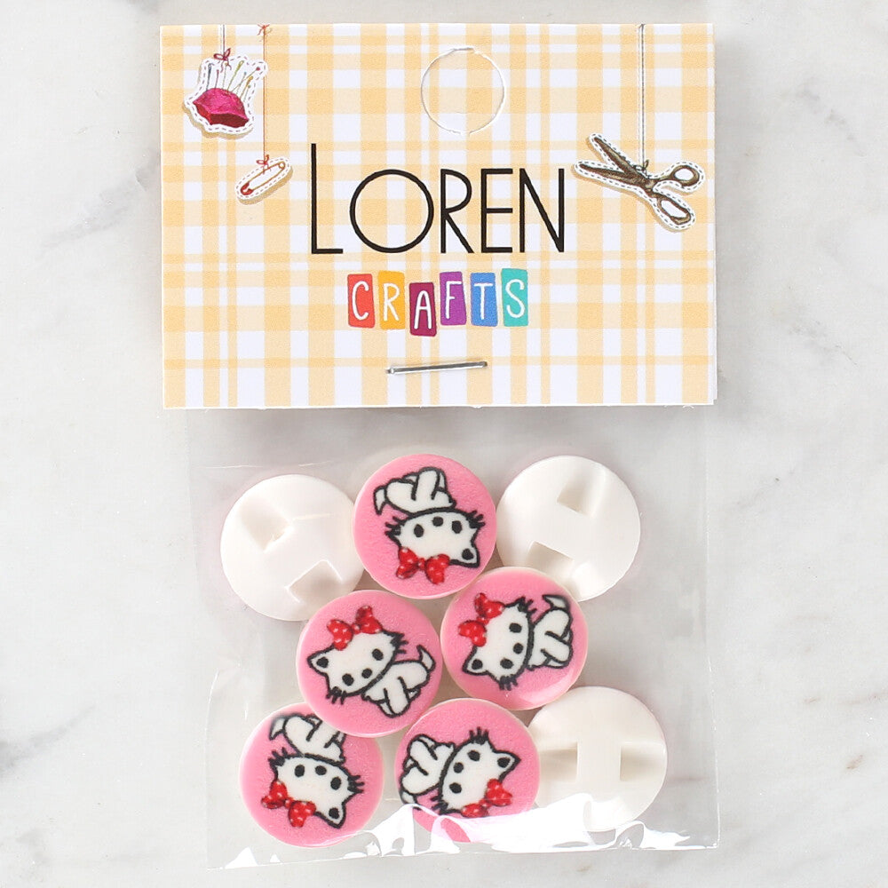 Loren Crafts 8 Pack Cat Patterned Button - 1071