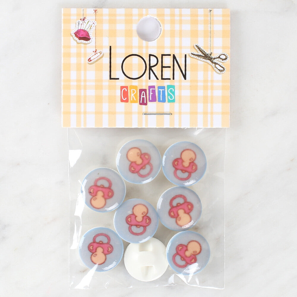 Loren Crafts 8 Pack Pacifier Patterned Button - 1010