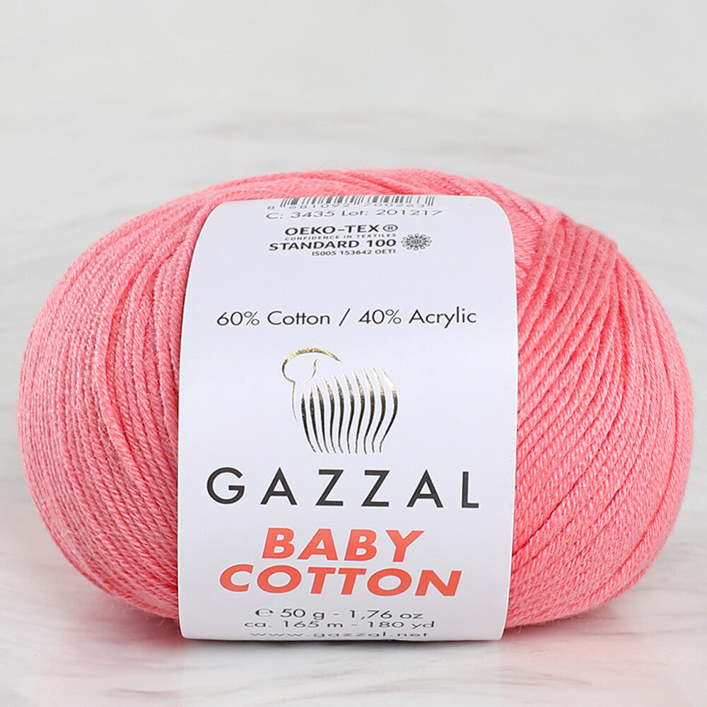 Gazzal Baby Cotton Knitting Yarn, Pink -3435