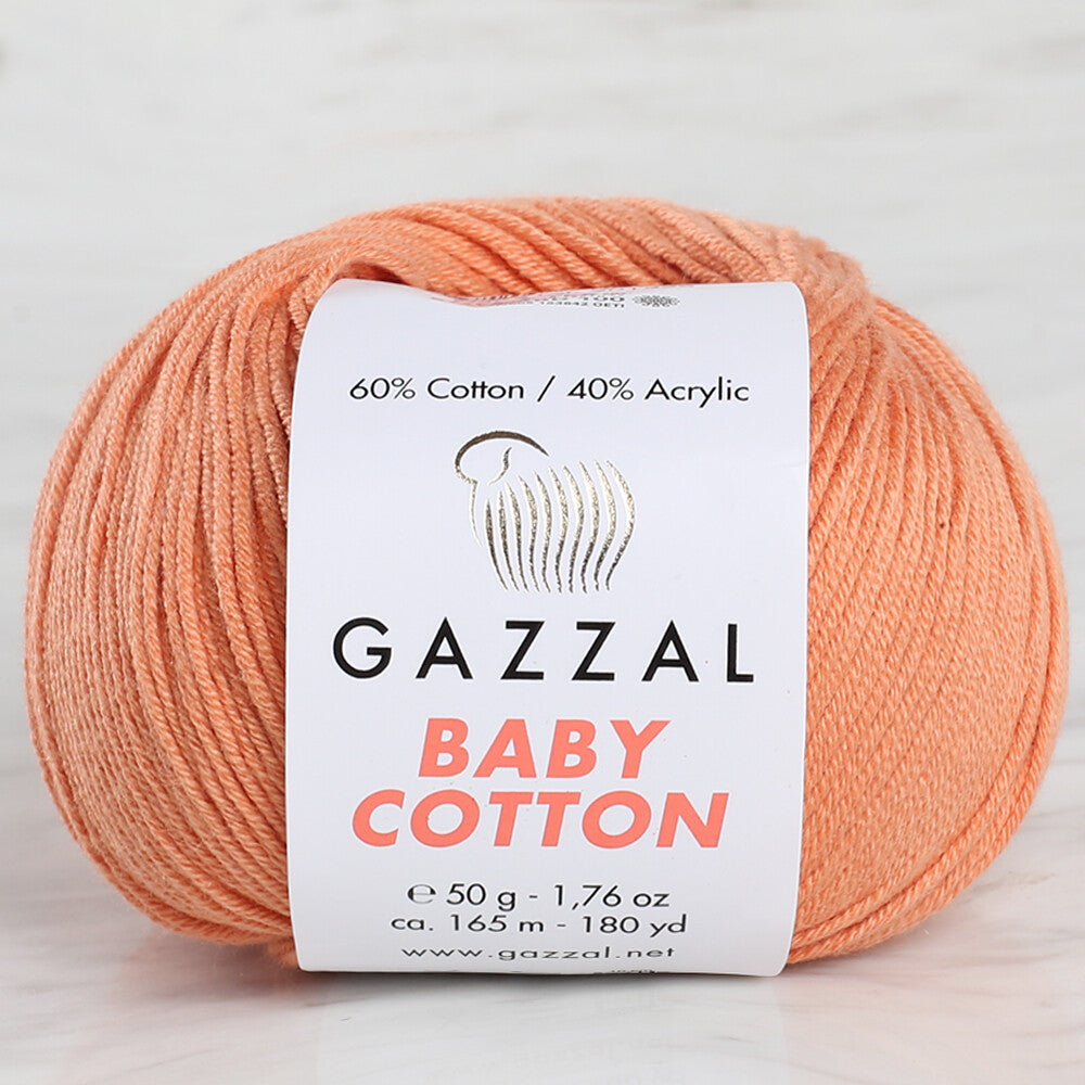 Gazzal Baby Cotton Knitting Yarn, Orange - 3465