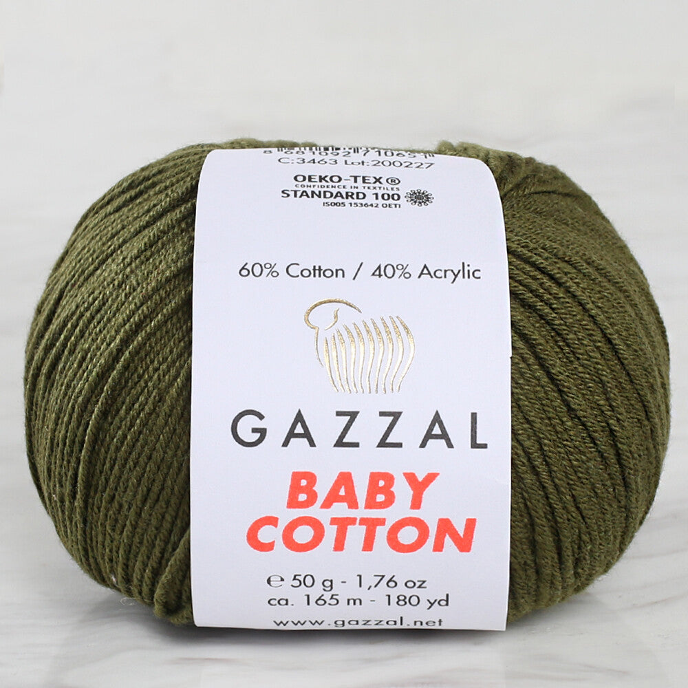 Gazzal Baby Cotton Knitting Yarn, Navy Green - 3463