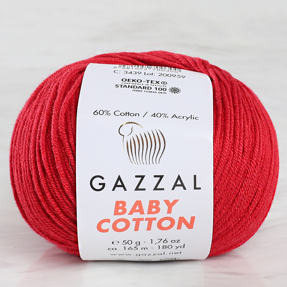 Gazzal Baby Cotton Knitting Yarn, Red Dragon - 3439