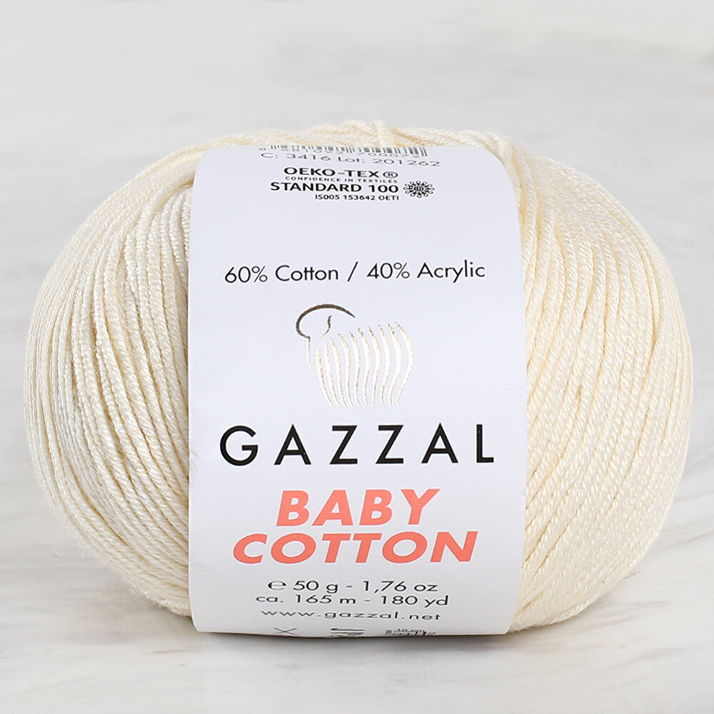 Gazzal Baby Cotton Knitting Yarn, Cream- 3437