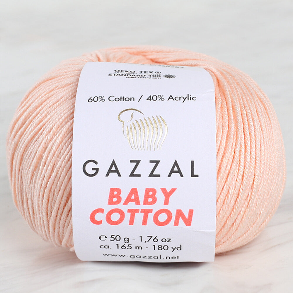 Gazzal Baby Cotton Knitting Yarn, Pinkish Orange - 3469