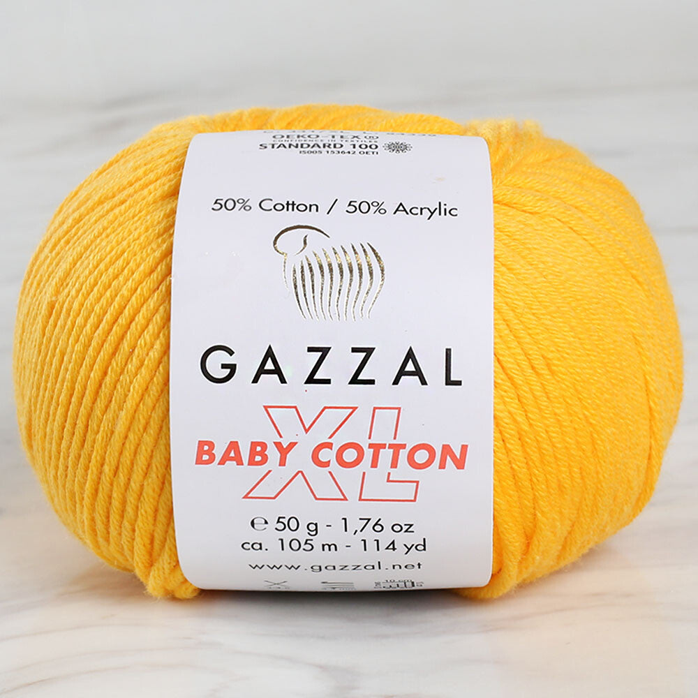 Gazzal Baby Cotton XL Baby Yarn, Mustard Yellow - 3417XL