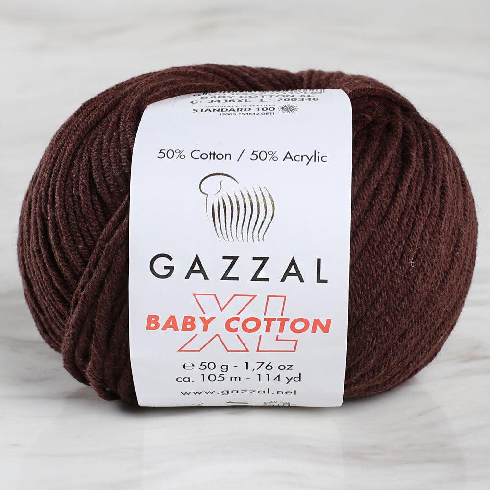 Gazzal Baby Cotton XL Baby Yarn, Brown - 3436