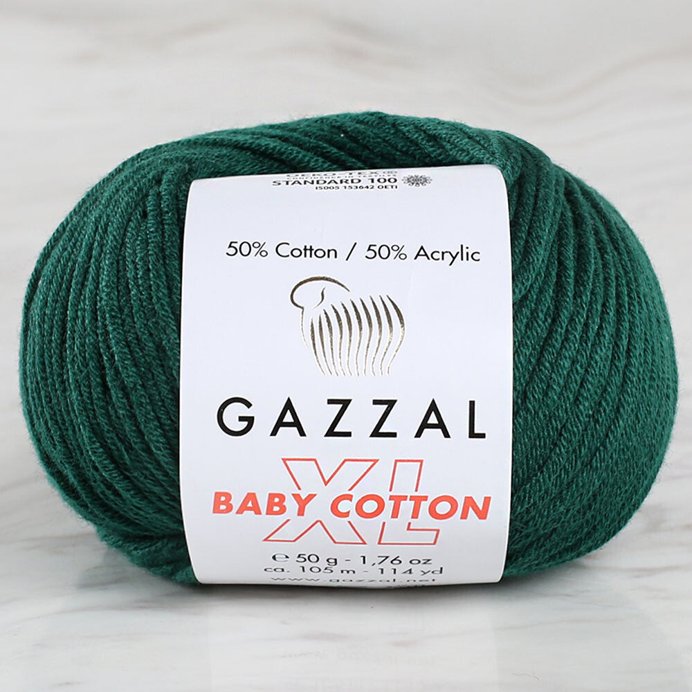 Gazzal Baby Cotton XL Knitting Yarn, Dark Green - 3467XL