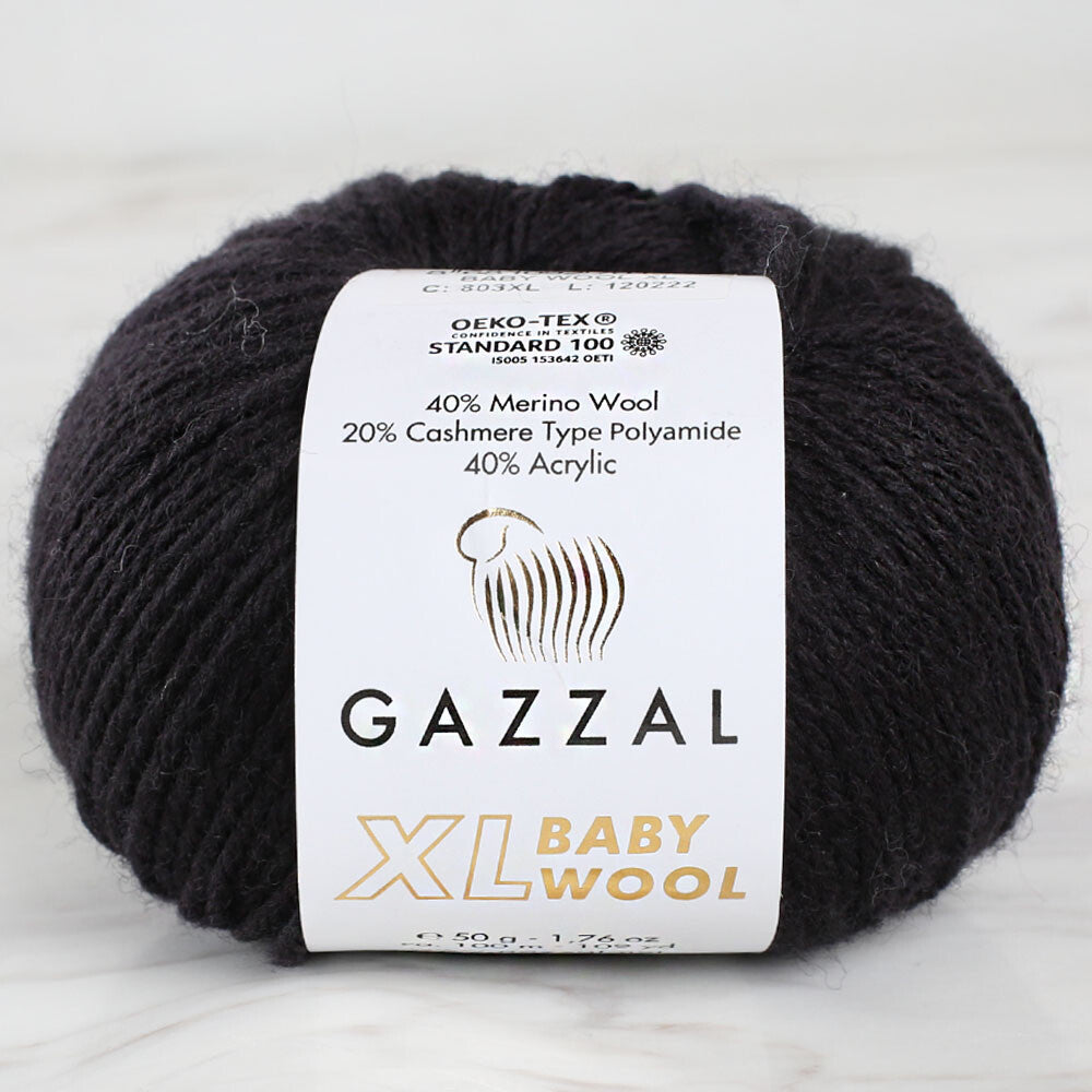 Gazzal Baby Wool XL Baby Yarn, Black - 803XL