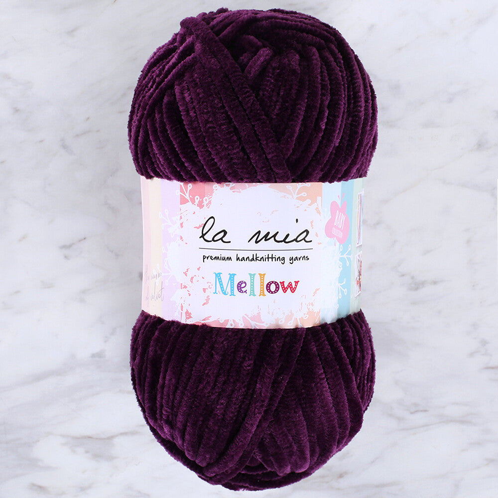 La Mia Mellow Chenille Yarn, Aubergine Purple - 915