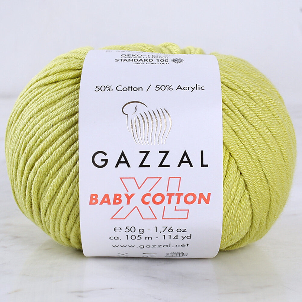 Gazzal Baby Cotton XL Knitting Yarn, Green - 3457XL