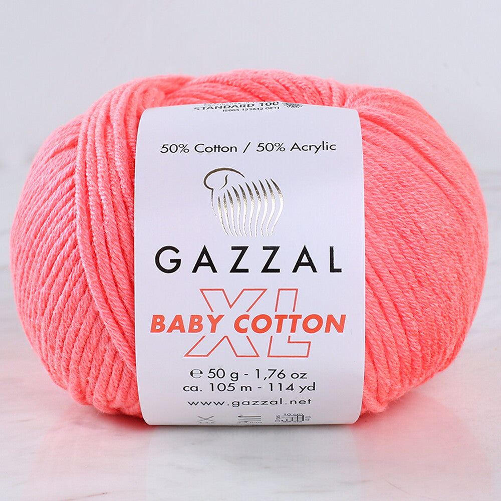 Gazzal Baby Cotton XL Knitting Yarn, Pinkish Orange - 3460XL