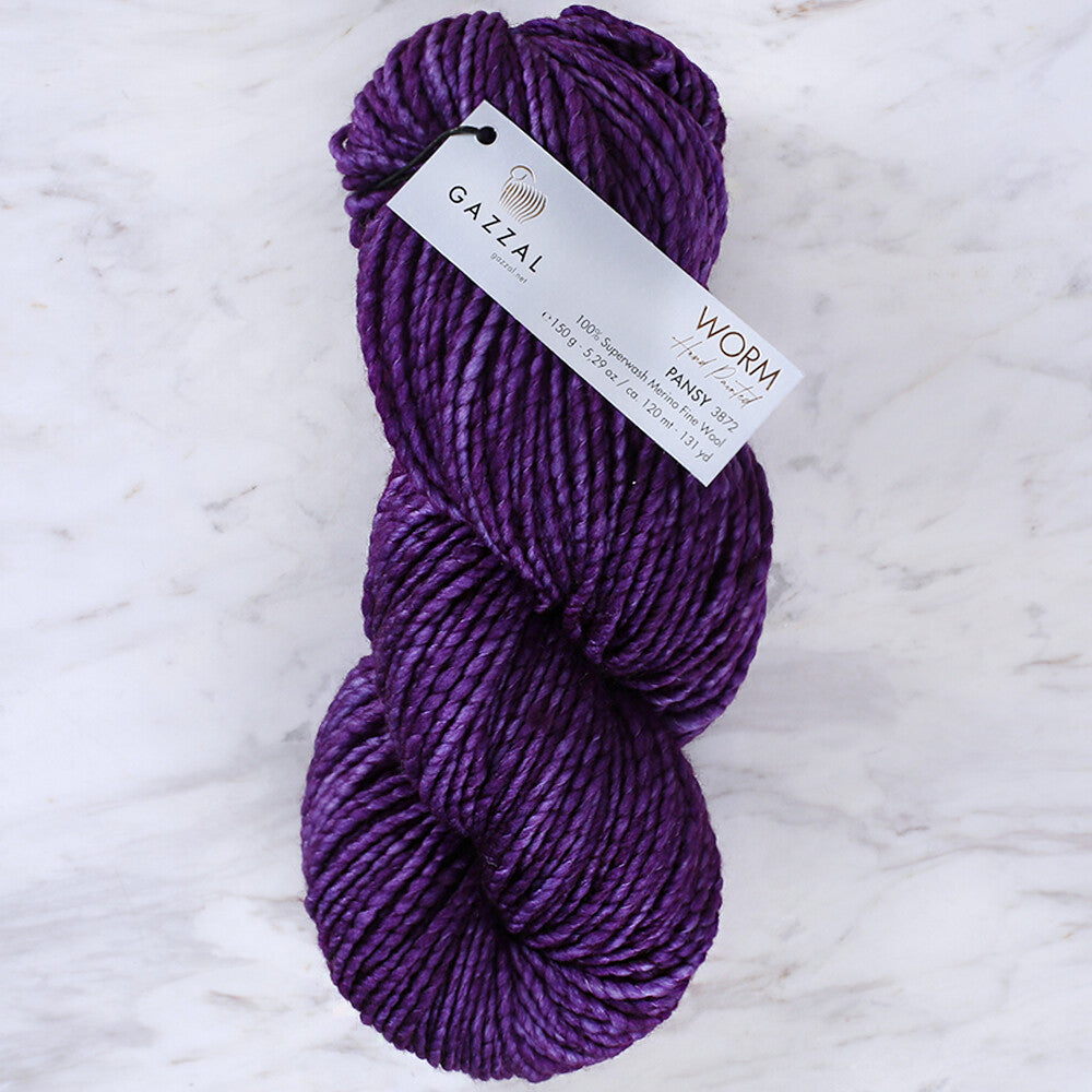 Gazzal Worm Hand Paints Yarn, Purple - 3872