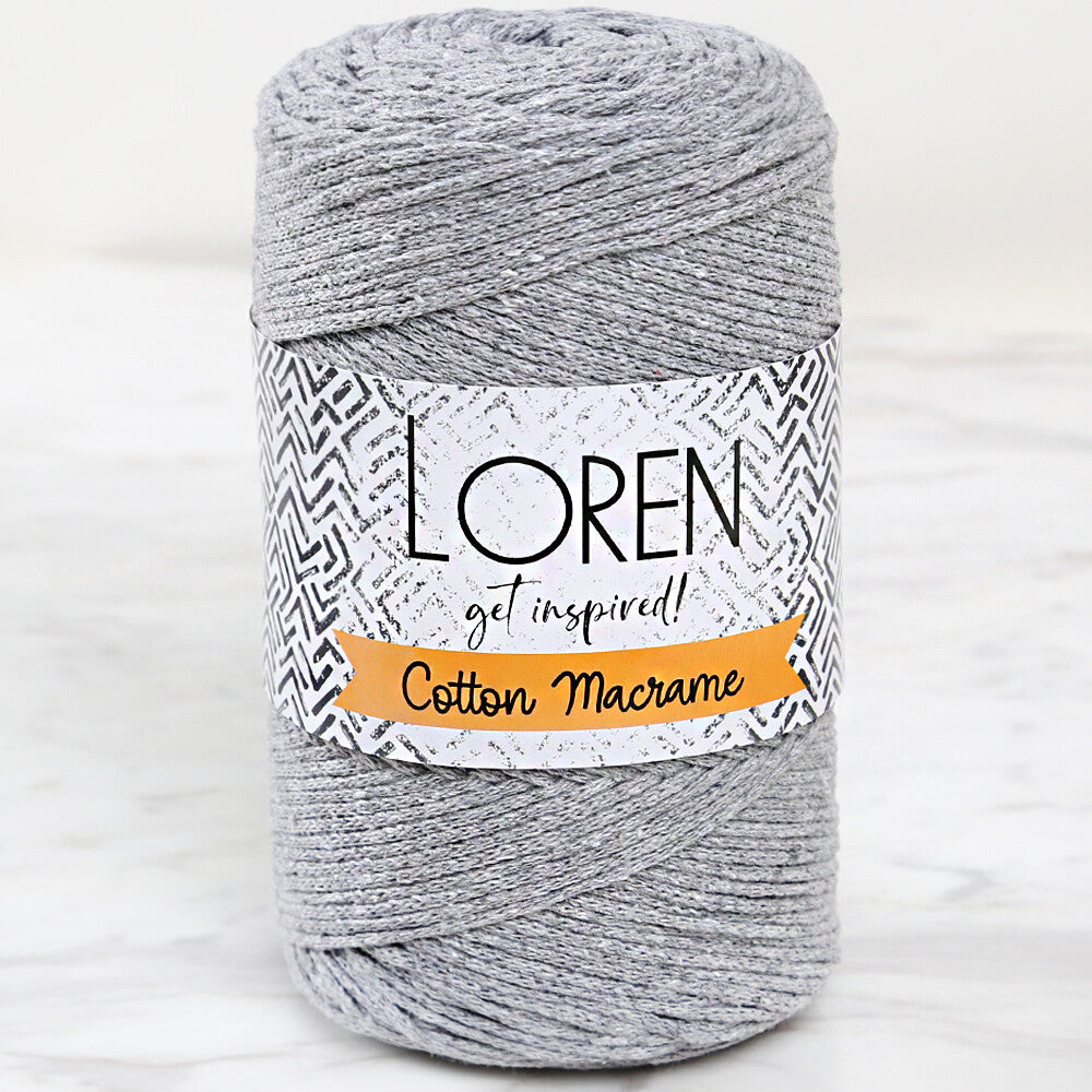 Loren Cotton Macrame Yarn, Grey - L082