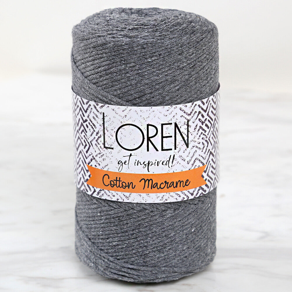 Loren Cotton Macrame Yarn, Grey - L081