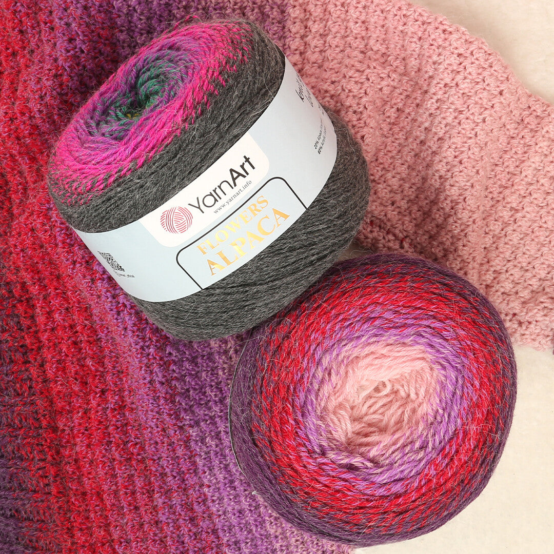 Yarnart Flowers Alpaca 250 Gr Knitting Yarn, Variegated - 436