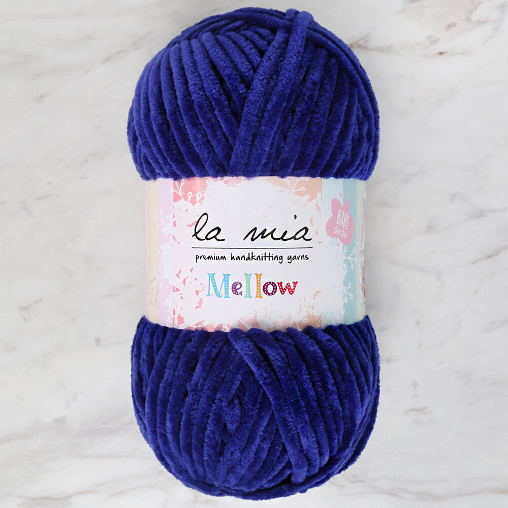 La Mia Mellow Chenille Yarn, Navy Blue - 926