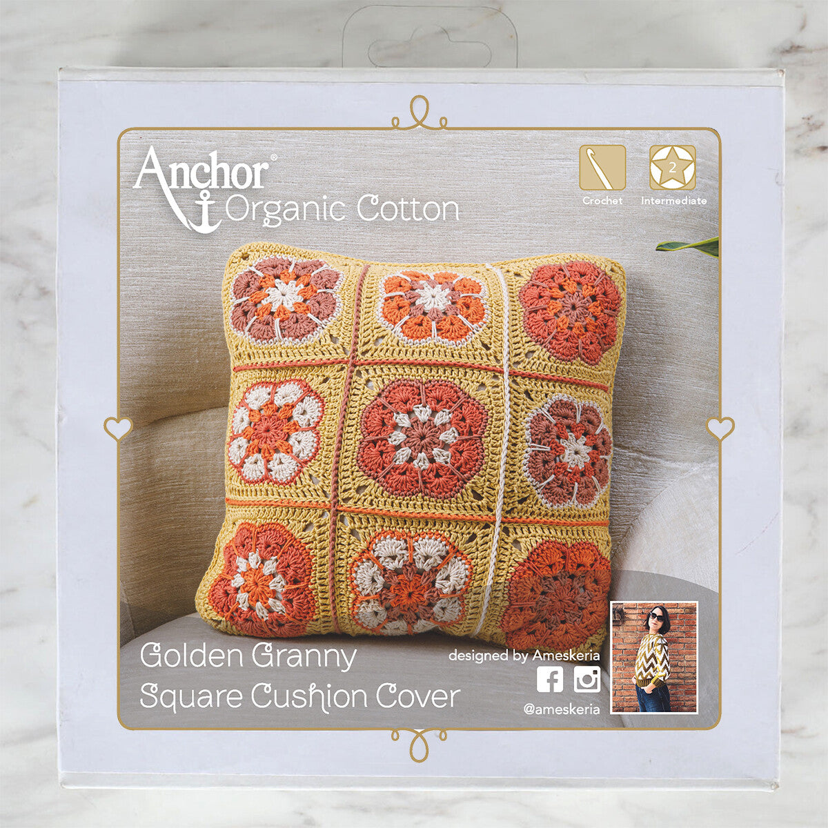 Anchor Organic Cotton Cushion Kit, Granny Square - Art:A28G001-09064