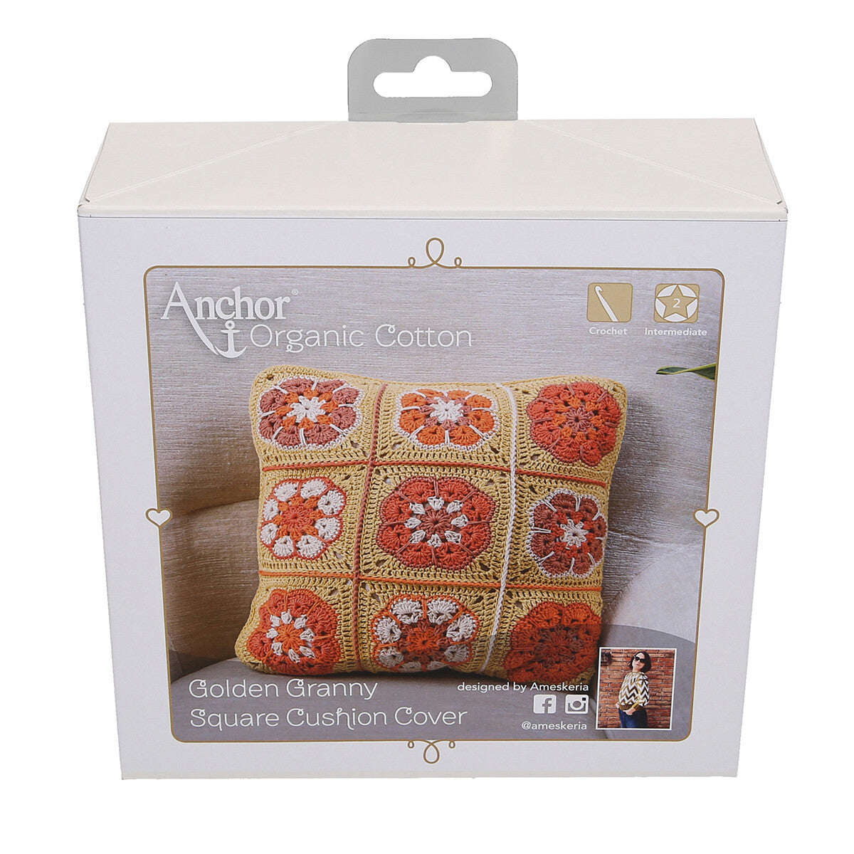 Anchor Organic Cotton Cushion Kit, Granny Square - Art:A28G001-09064