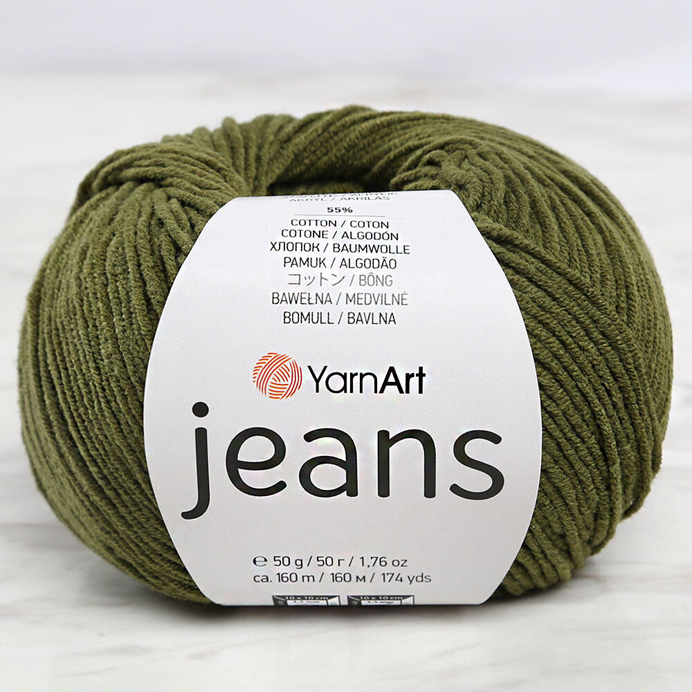 YarnArt Jeans Knitting Yarn, Dark Green - 82