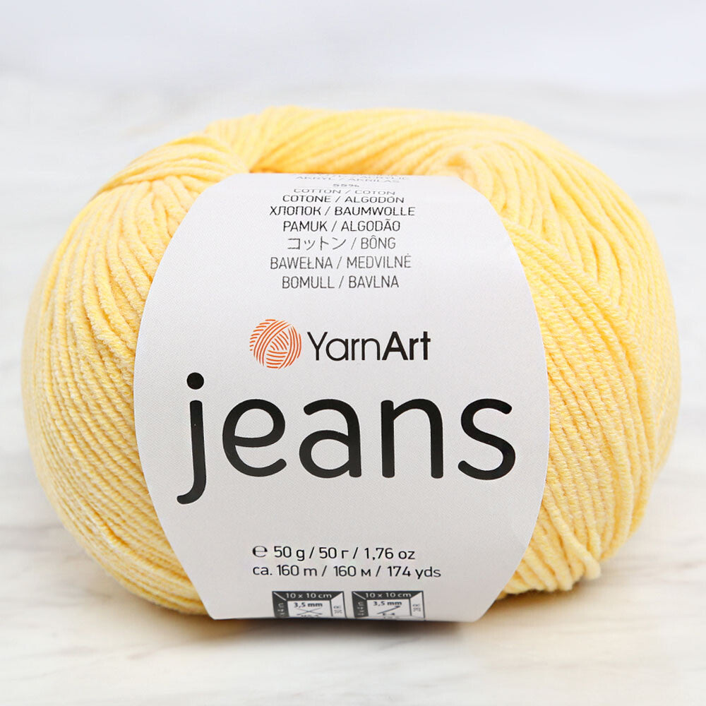 YarnArt Jeans Knitting Yarn, Light Yellow - 88