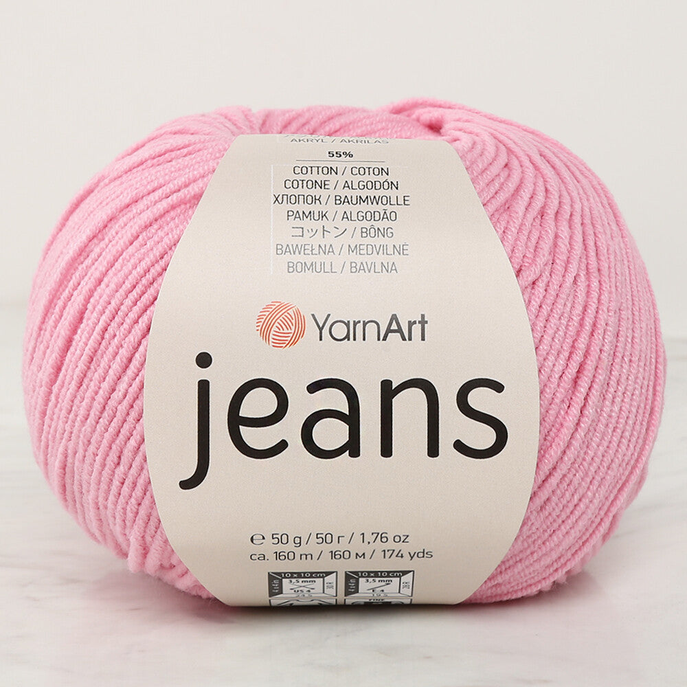 YarnArt Jeans Knitting Yarn, Pink - 36
