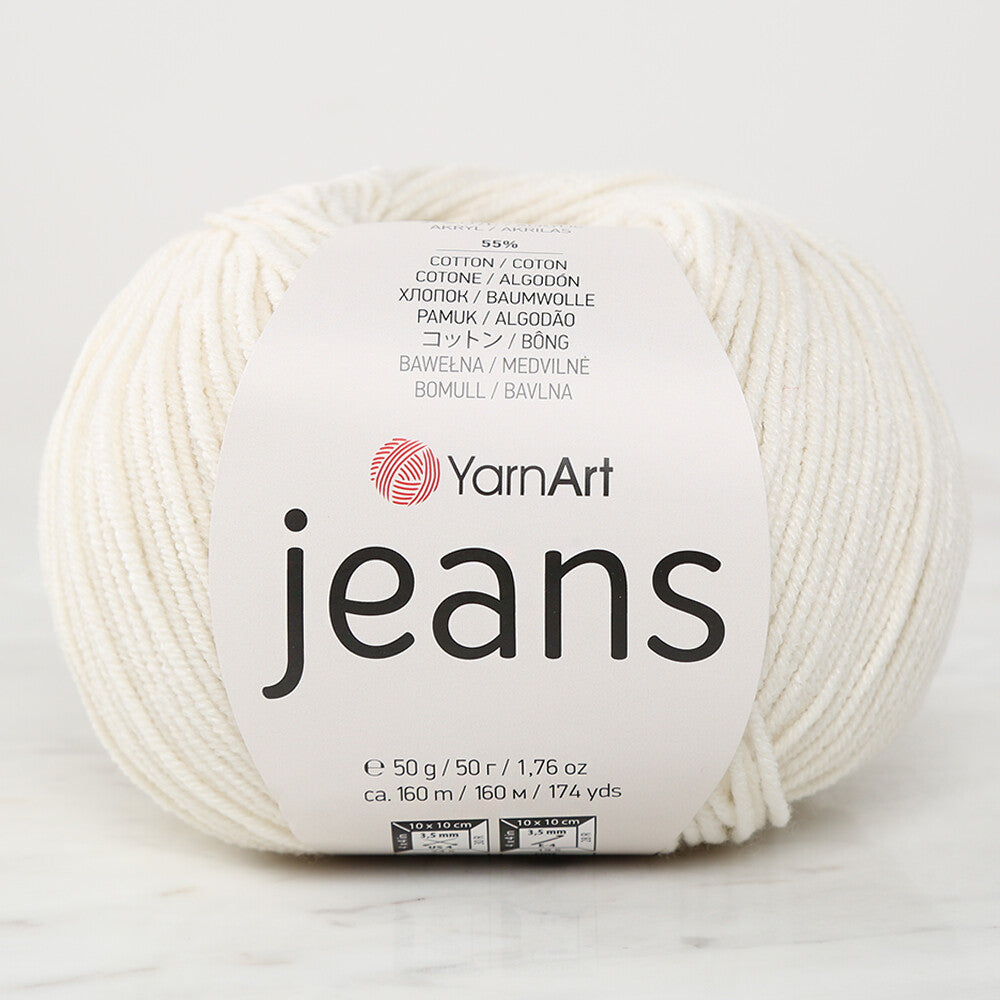 YarnArt Jeans Knitting Yarn, Cream - 03
