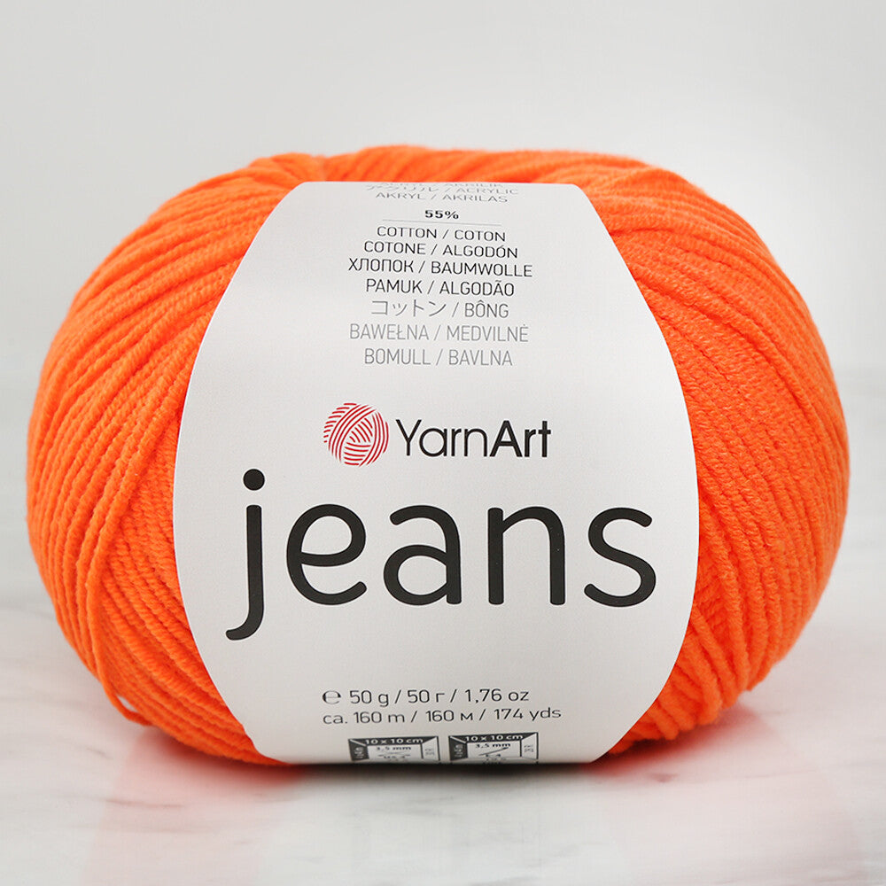 YarnArt Jeans Knitting Yarn, Orange - 77