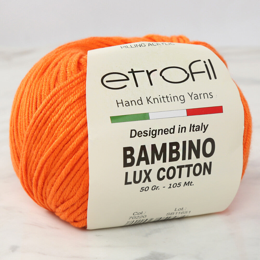 Etrofil Bambino Lux Cotton Yarn, Orange - 70220