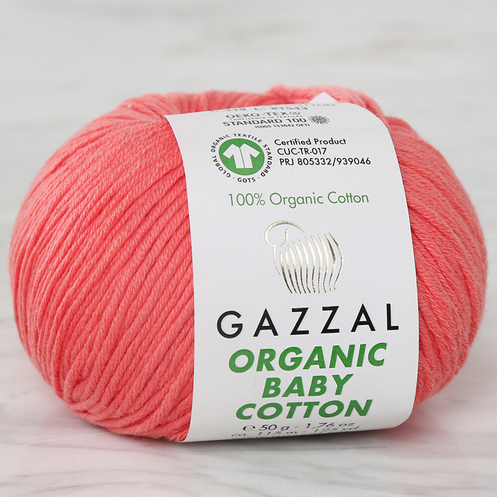 Gazzal Organic Baby Cotton Yarn, Vermilion - 419