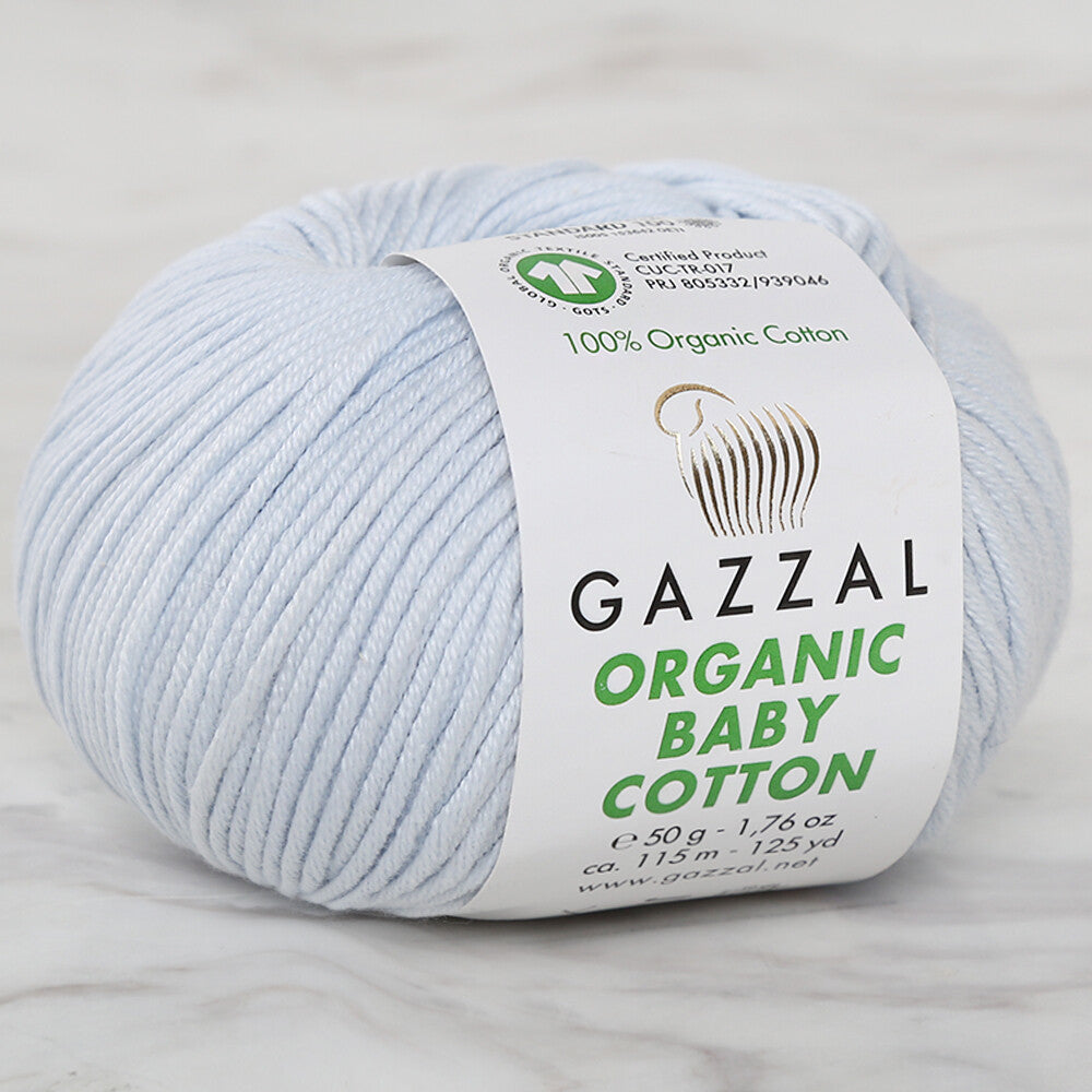 Gazzal Organic Baby Cotton Yarn, Baby Blue - 417