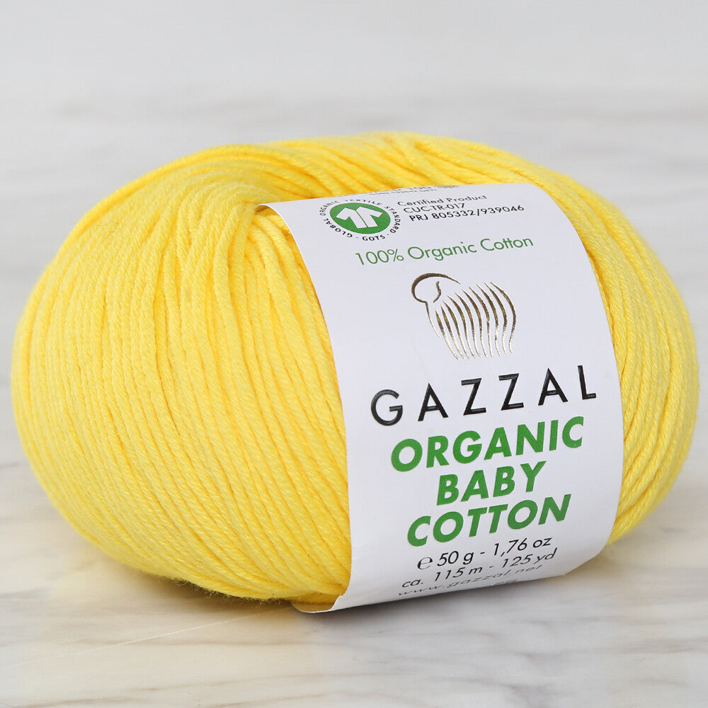 Gazzal Organic Baby Cotton Yarn, Yellow - 420