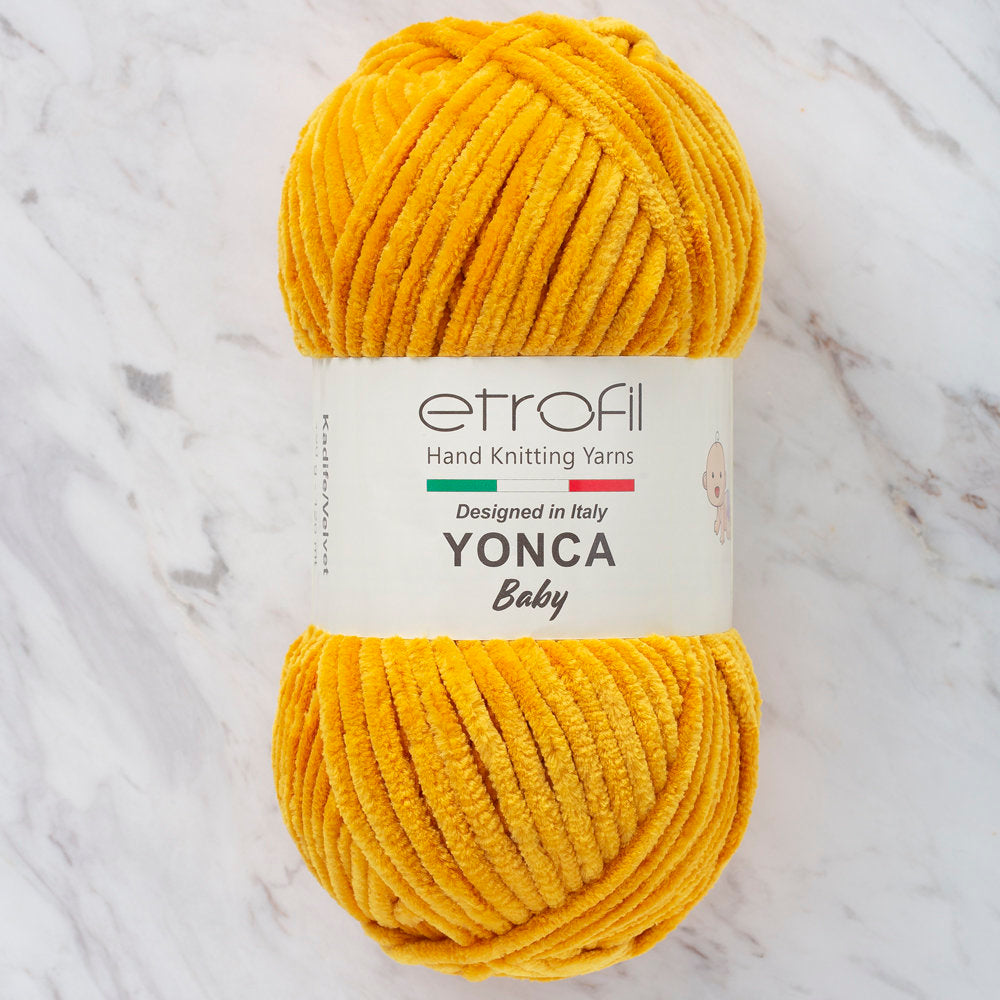 Etrofil Yonca Chenille Yarn, Mustard Yellow - 70214