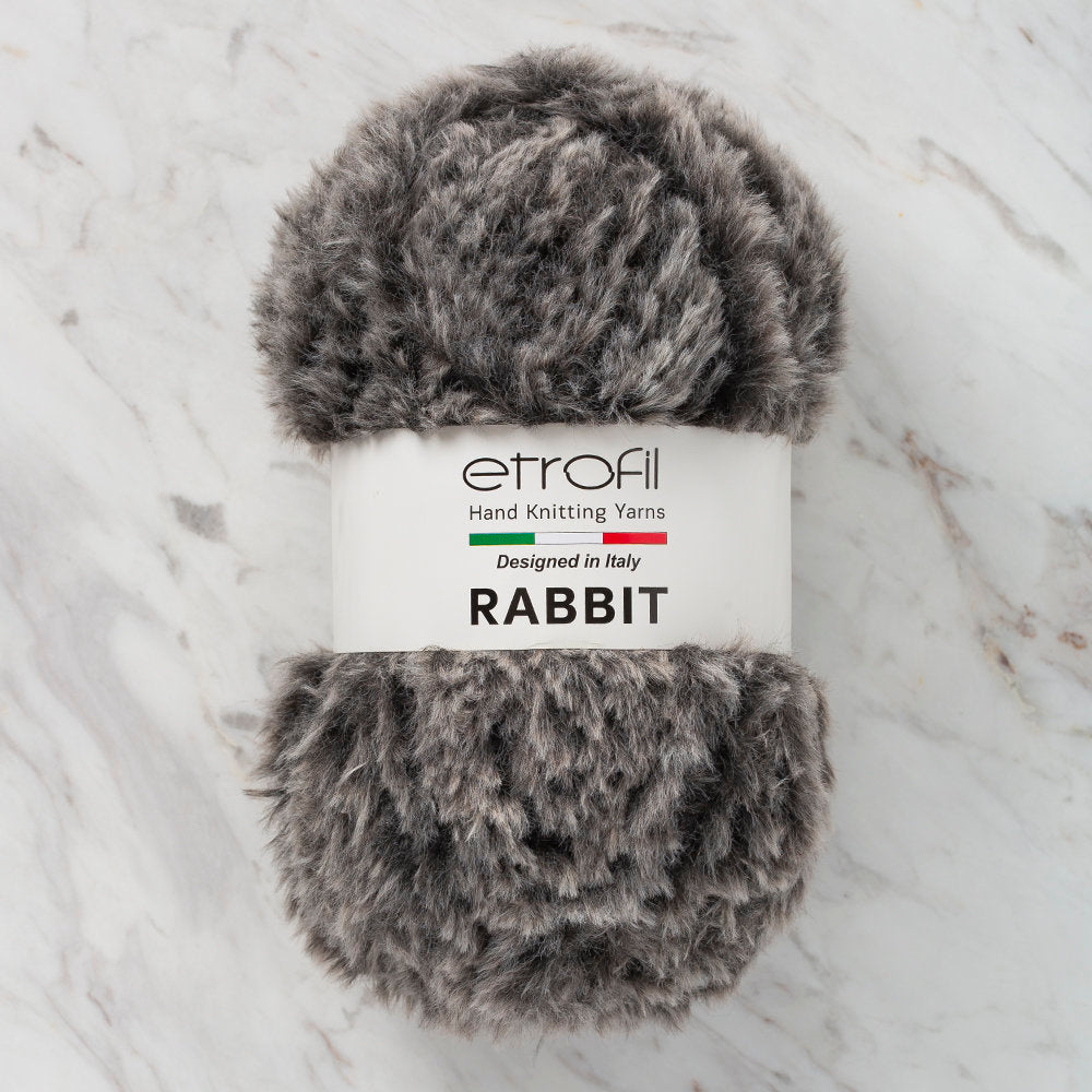 Etrofil Rabbit Fur Yarn, Grey/Black - 70907