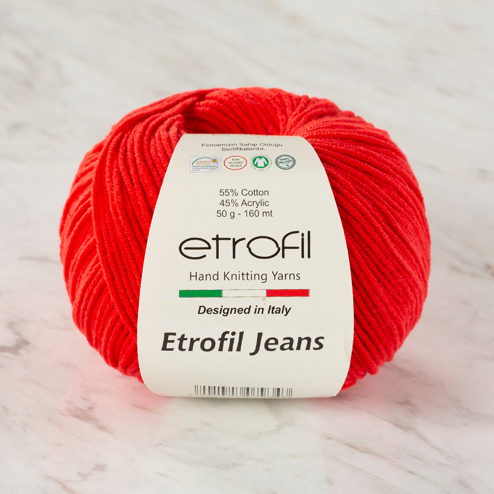 Etrofil Jeans Knitting Yarn, Red - 036