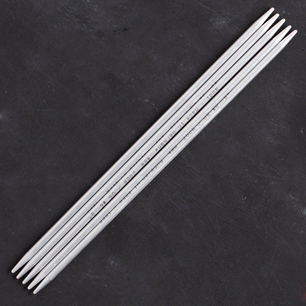 Addi 4mm 20cm 5 Pieces Aluminium Double Pointed Needles - 201-7