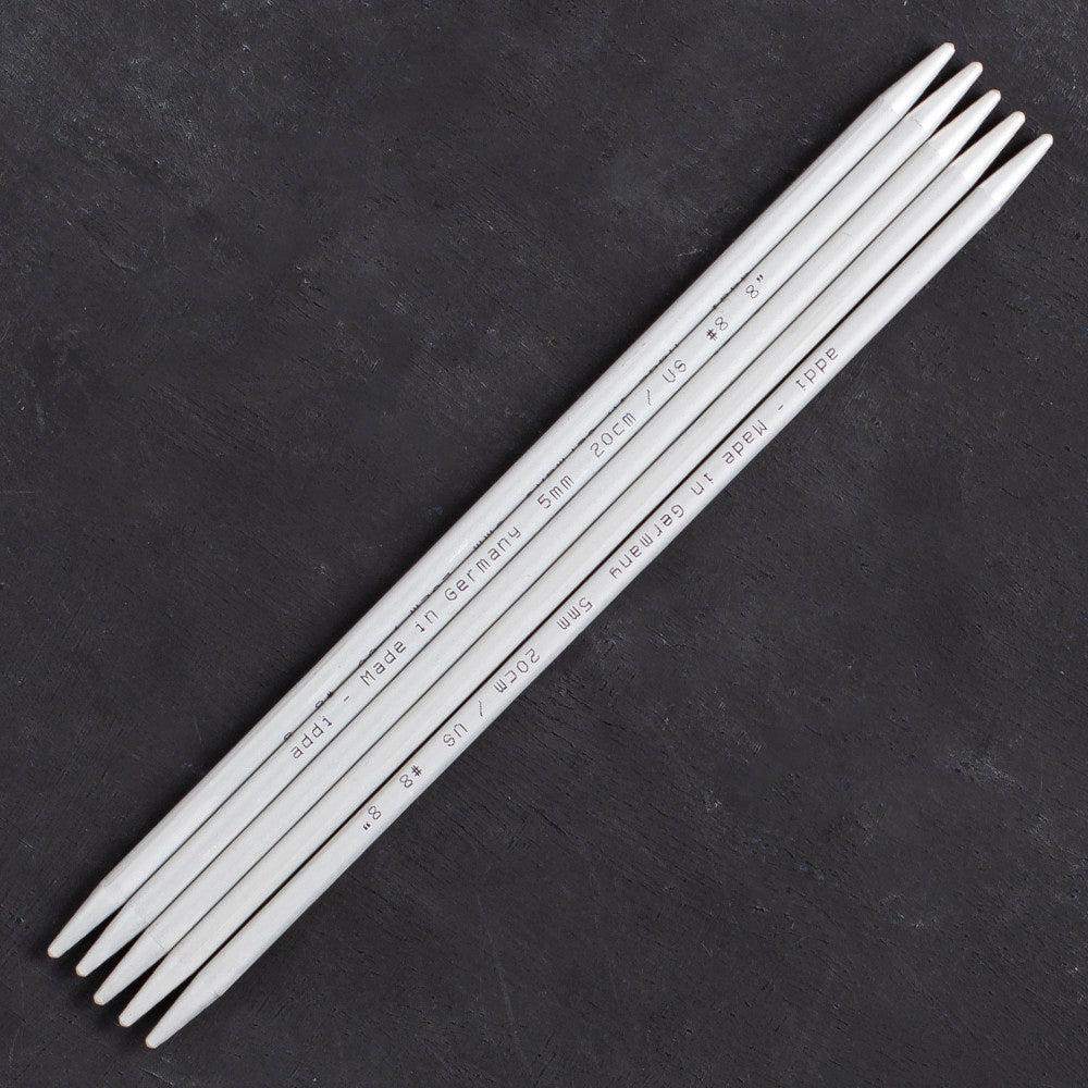 Addi 5mm 20cm 5 Pieces Aluminium Double-pointed Needles - 201-7