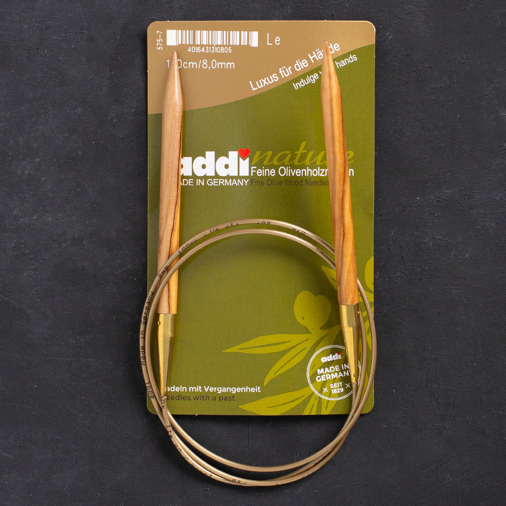 Addi Olive Wood 8mm 100cm Circular Knitting Needles - 575-7